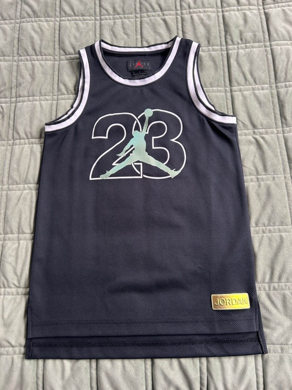 Jordan Black Tank Top with Mint Jumpman 23 Graphic